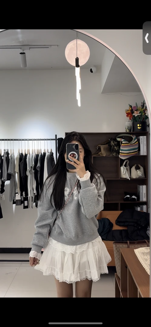 套头卫衣灰色带