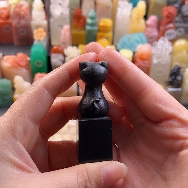 寿山石印石手工定制2.1厘米，猫咪，包刻字