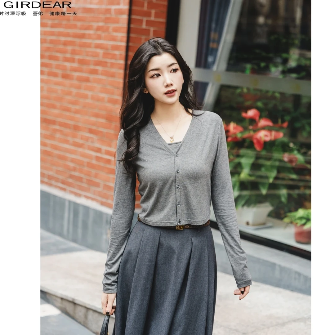 GIRDEAR/哥弟新款小V领开衫百搭开衫140074