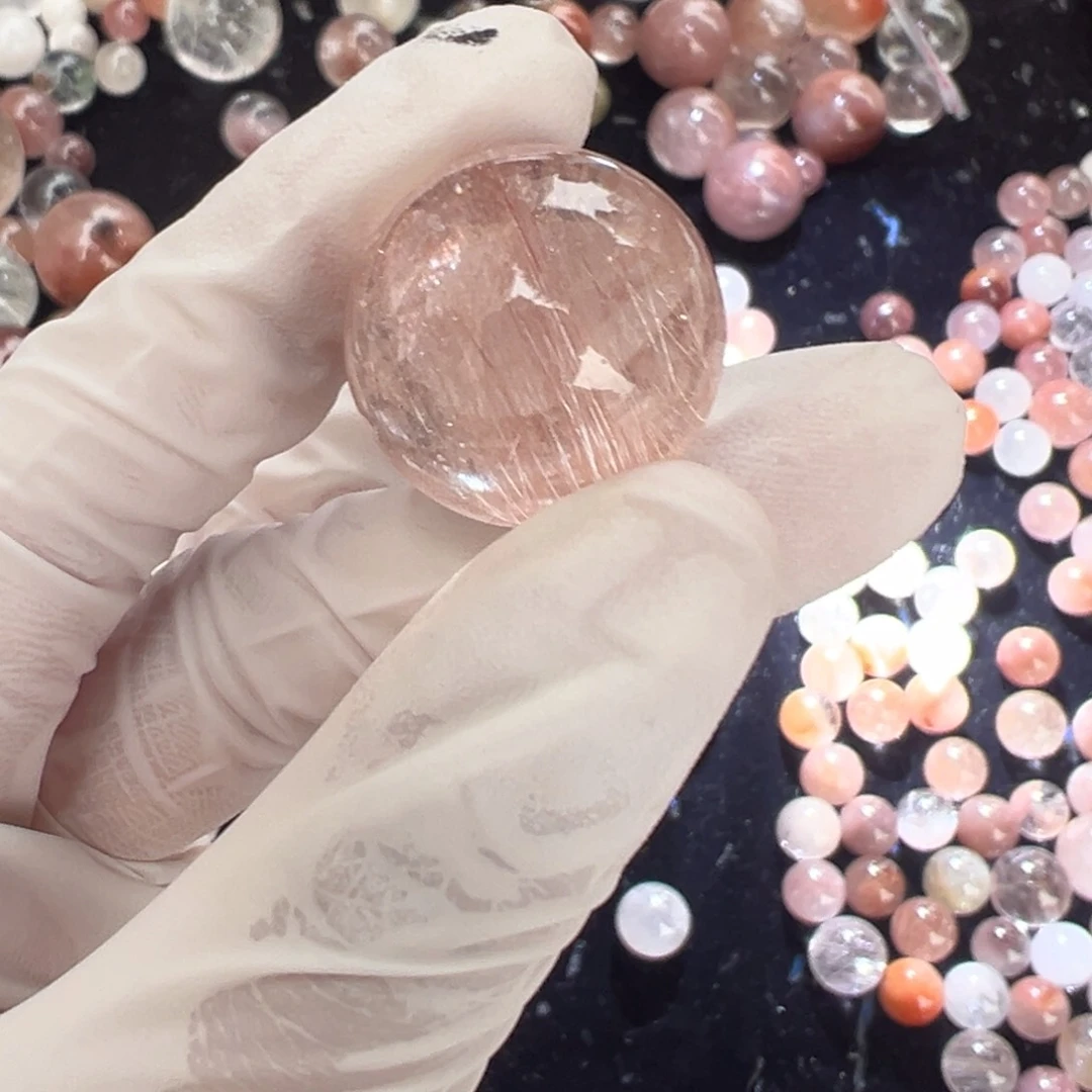 水晶水晶兔毛单珠20mm打孔不退换未镶嵌小*