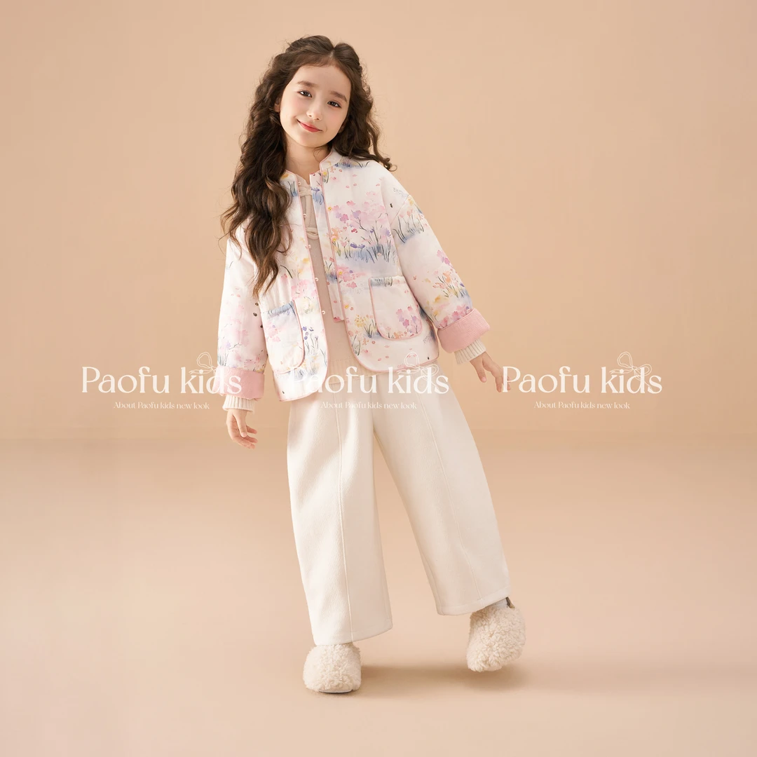 【花梦】 泡芙定制 【双面穿】【100%纯苎麻】女童夹棉外套 PF51109
