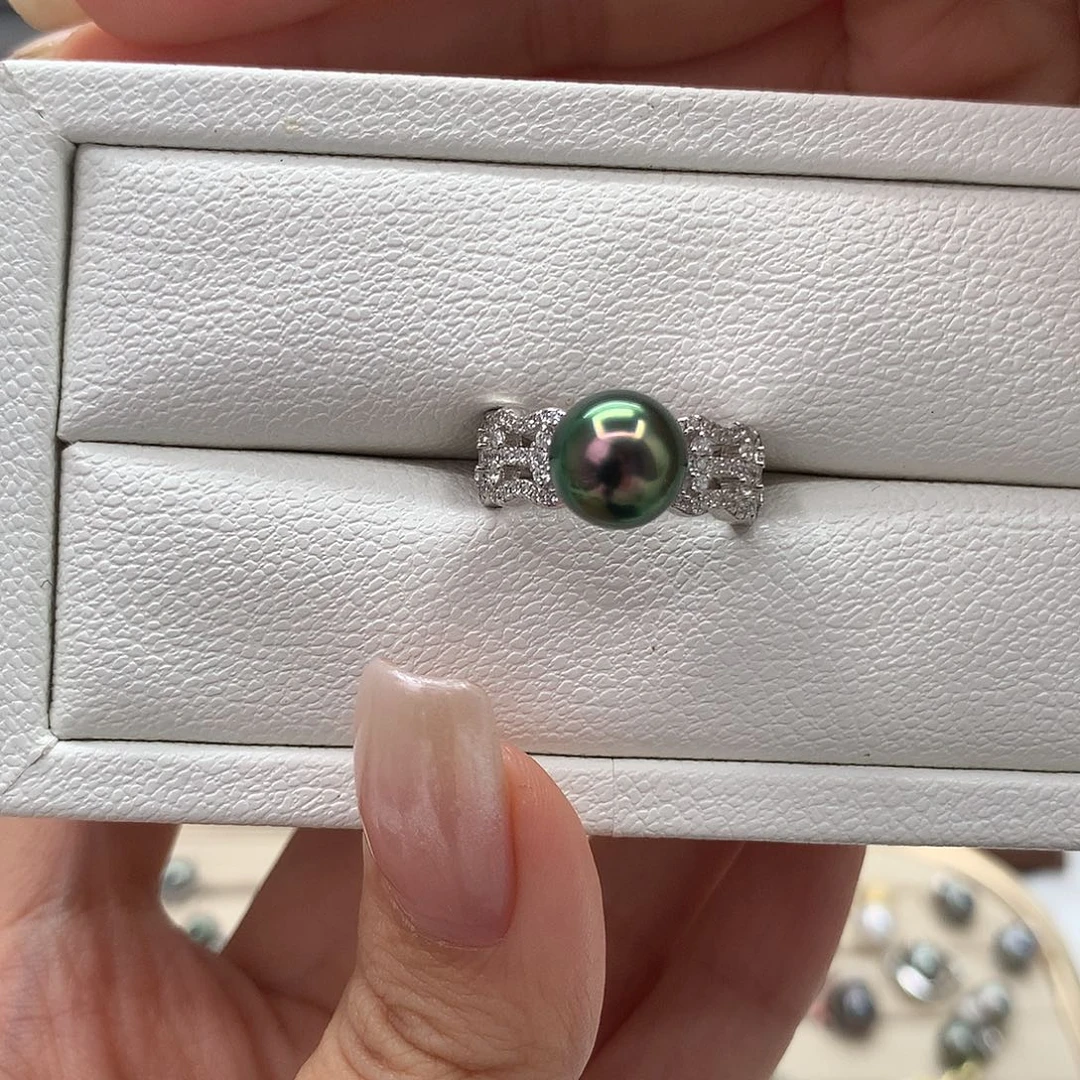 海水珍珠戒圈银S925镶嵌小*