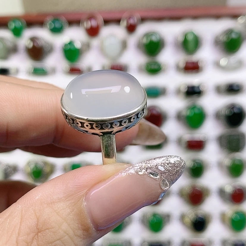 【闪购商品】银S925镶嵌戒指玛瑙/玉髓