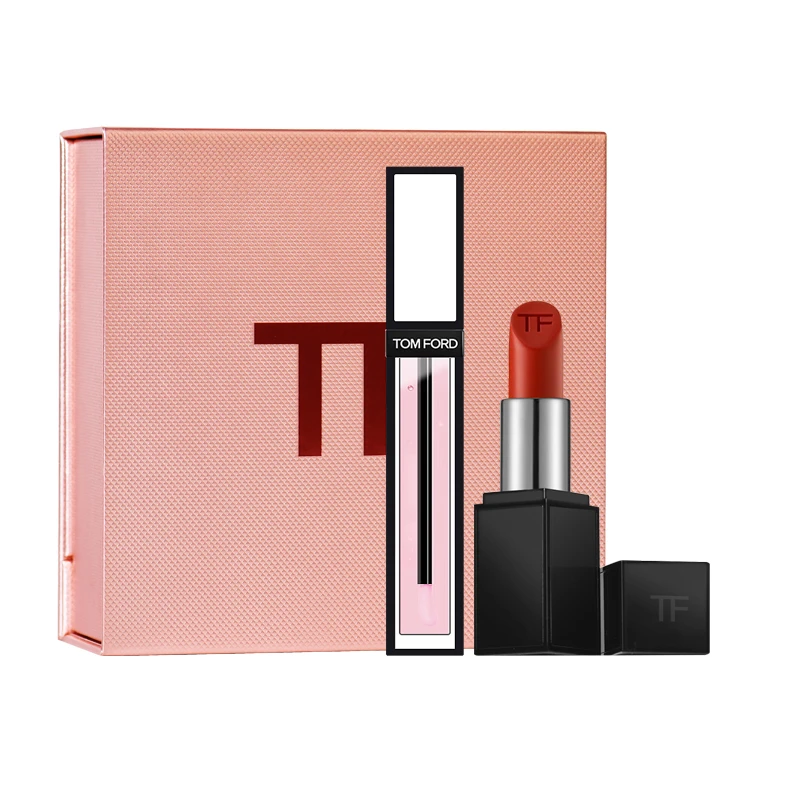 TF/汤姆福特彩妆套装（新激情幻魅唇膏16#+唇油（玫瑰香型））3g+5ml