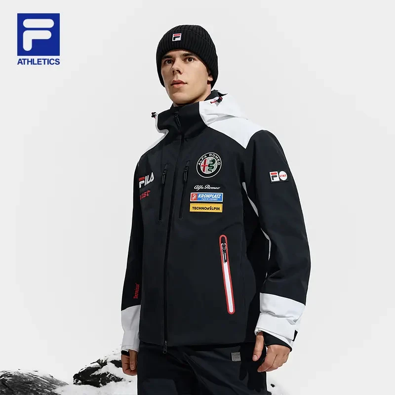 Fila/斐乐【五方联名】男冬户外保暖防风连帽运动滑雪服A11M546924F