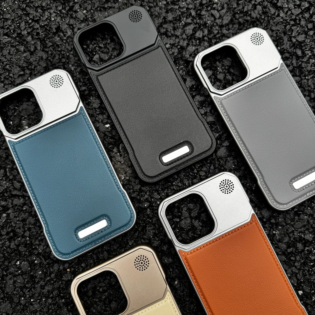 商务风皮质无边框适用苹果16高级iPhone15ProMax/14磁吸手机壳13