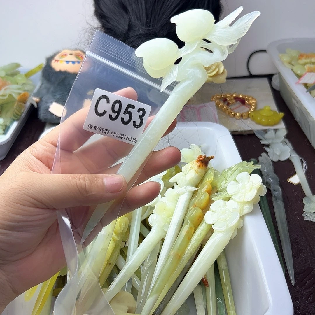 合金蛇纹石玉发饰雪*儿