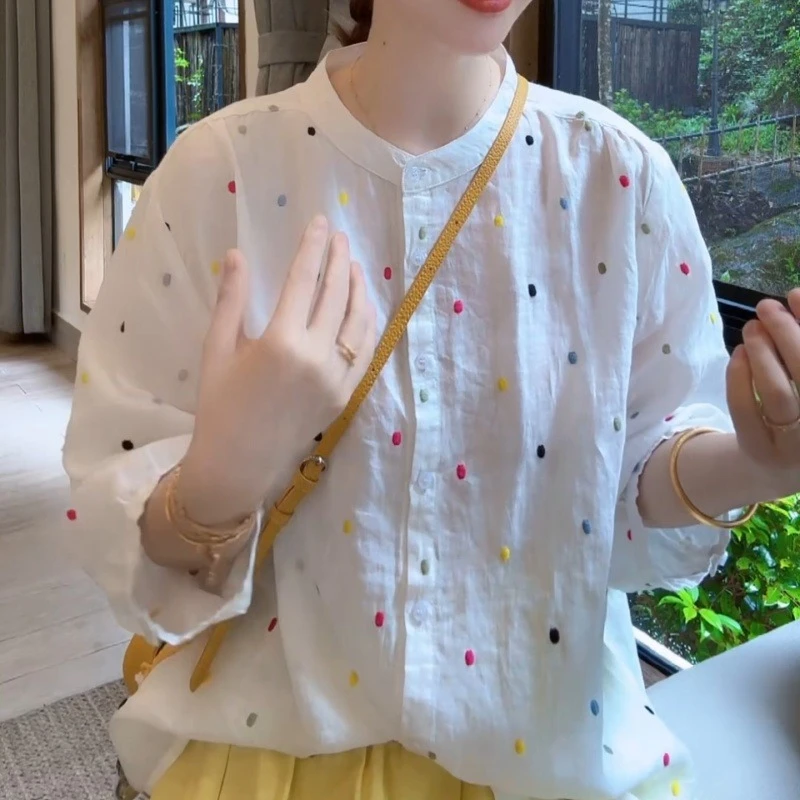 2025新款夏季休闲气质刺绣波点大气衬衫LK2503447
