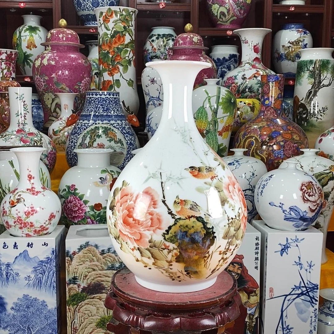 摆件陶景德镇陶瓷赏瓶