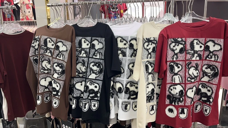 欧货2025春季新款重工亮片卡通九宫格短袖上衣1137