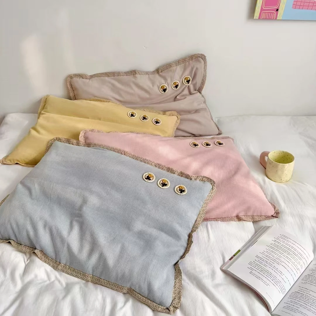 柔软透气水洗四季纯棉枕套40*60两用婴幼儿幼儿园定型枕可爱