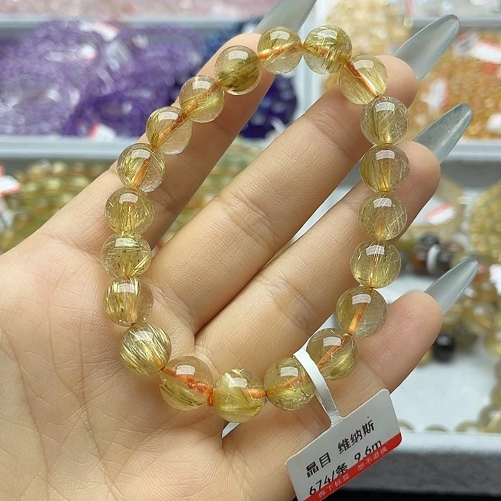 水晶手链未镶嵌铁**娃金发晶9.6