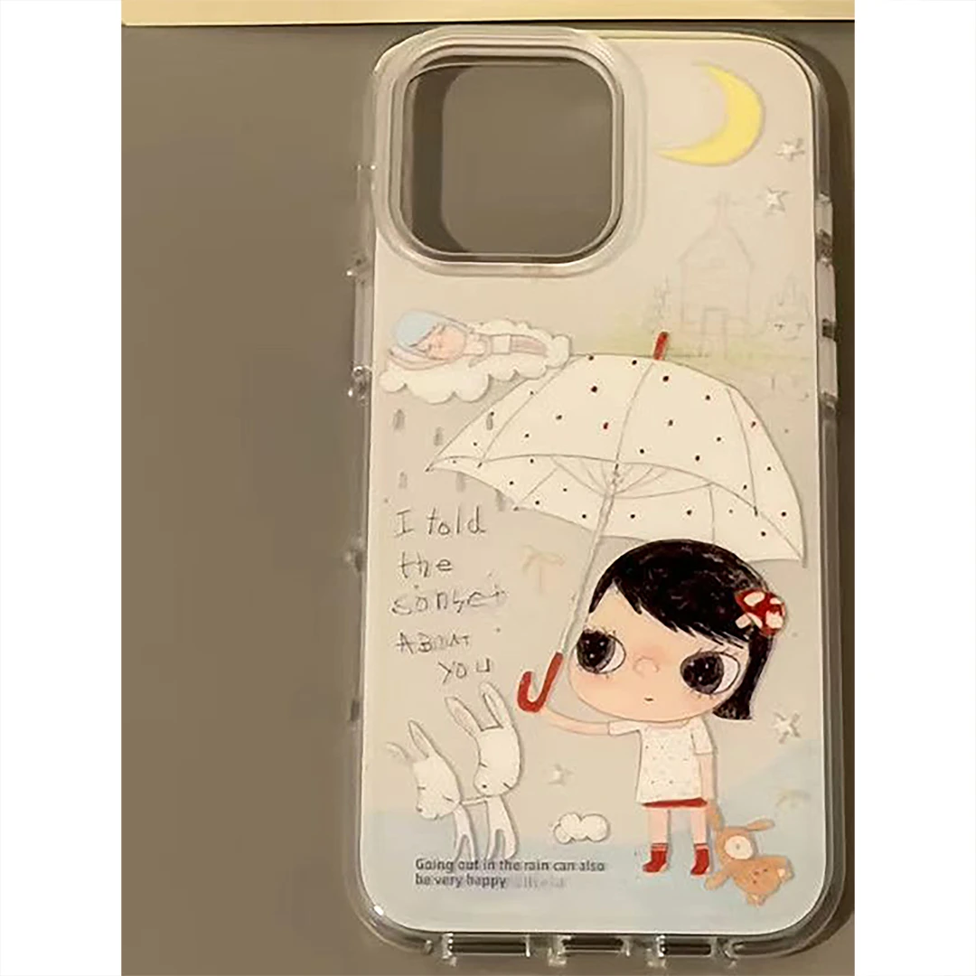 BANCA可爱雨伞奈良美智适用苹果17/16大孔手机壳华为vivo小米oppo