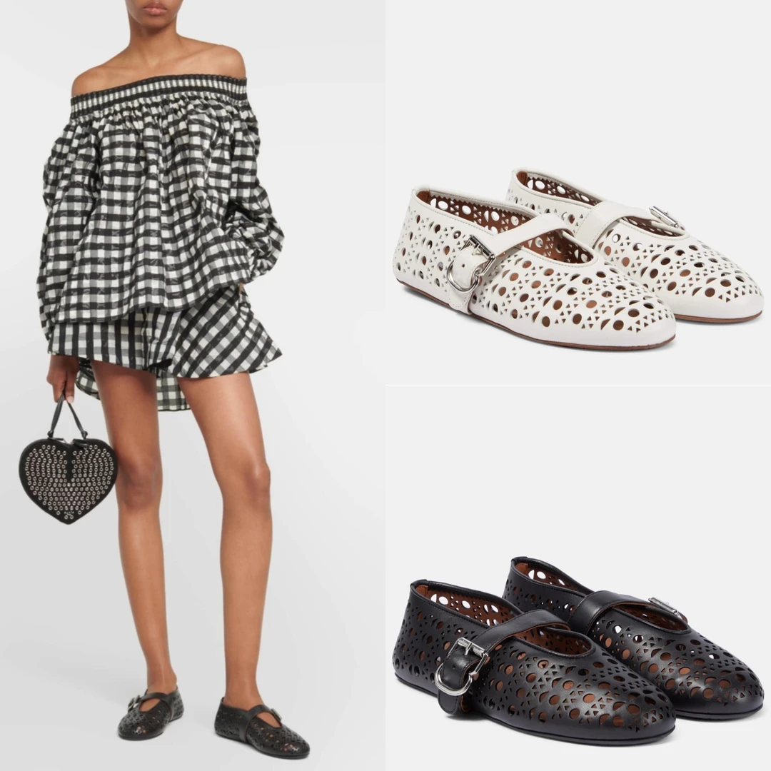 对版牛皮玛丽珍镂空透气百搭浅口单鞋女2025夏季新品洞洞凉鞋