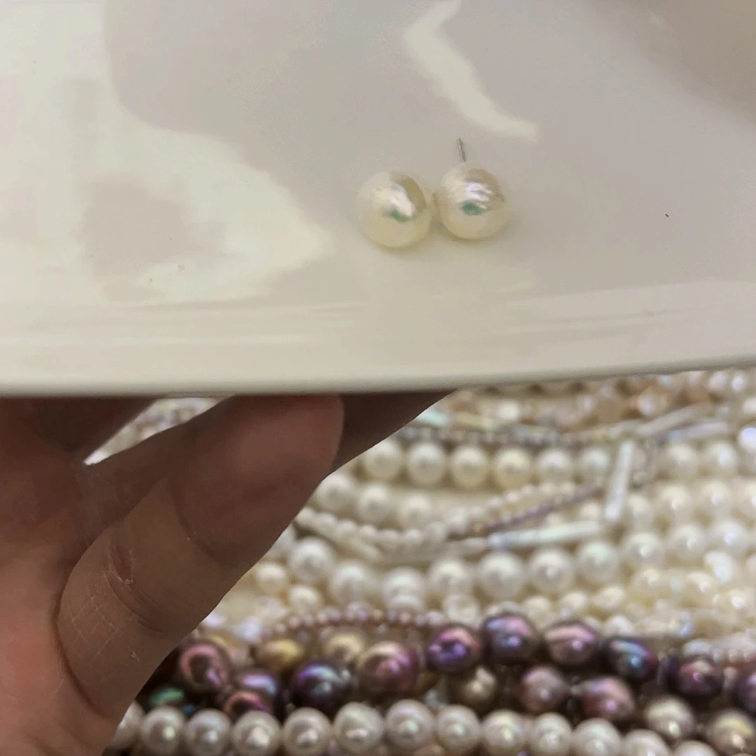 淡水珍珠耳饰银S925镶嵌