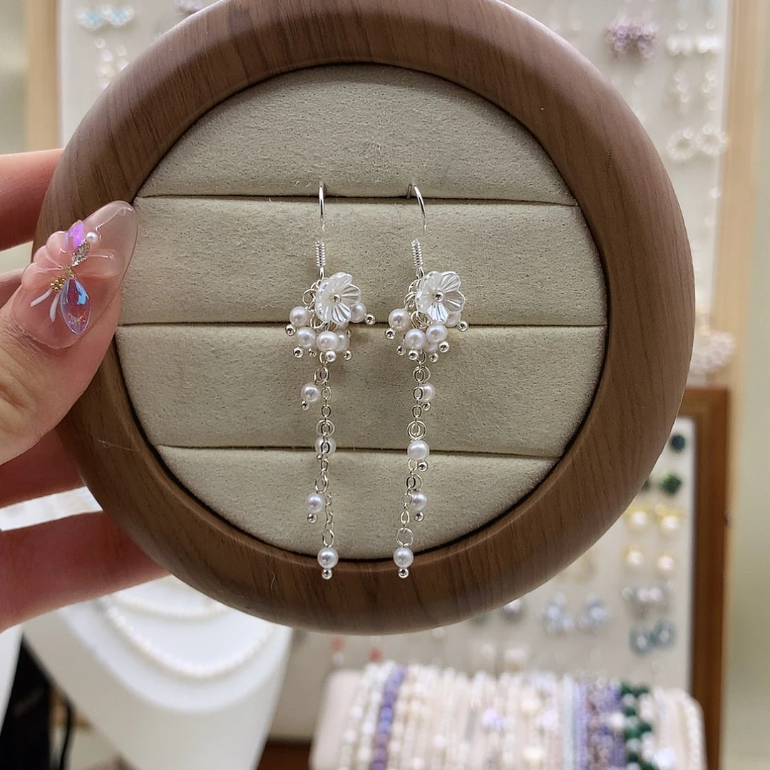 淡水珍珠耳饰银S925镶嵌