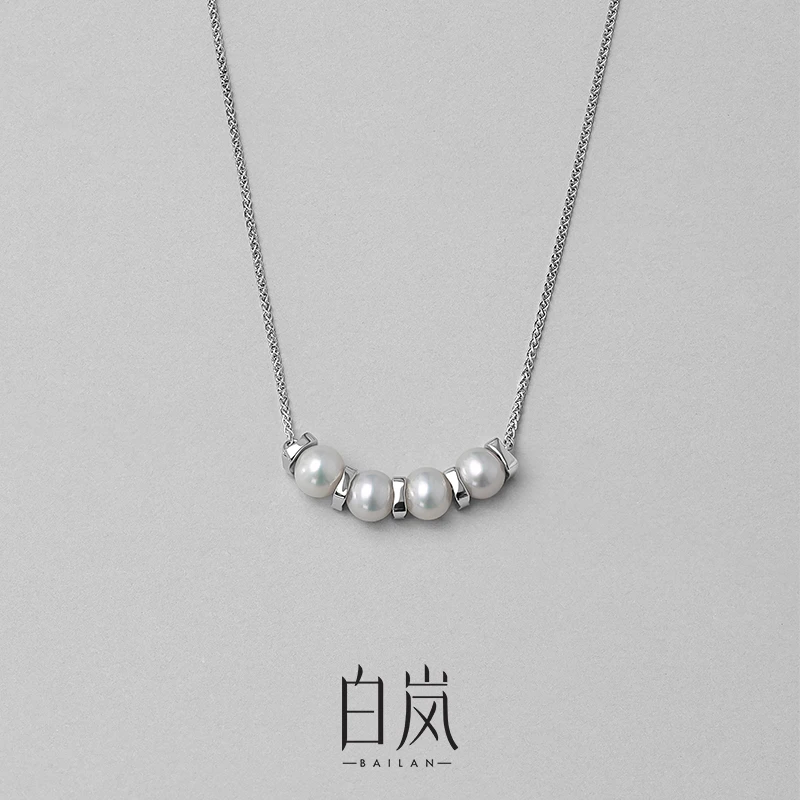 白岚间珠项链女珍珠S925银气质百搭锁骨链时尚颈链简约XL2774
