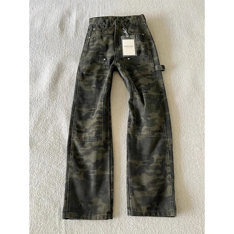 美式复古伐木工装裤男款春秋高腰显瘦休闲牛仔裤vintage直筒裤子