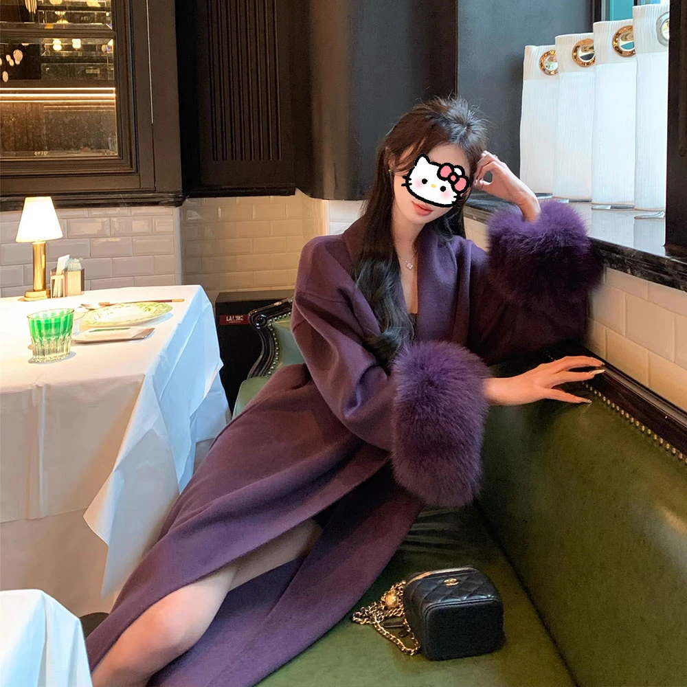 【现货】轻熟风双面大衣女装2025秋冬季新款韩系气质高级感毛呢外套