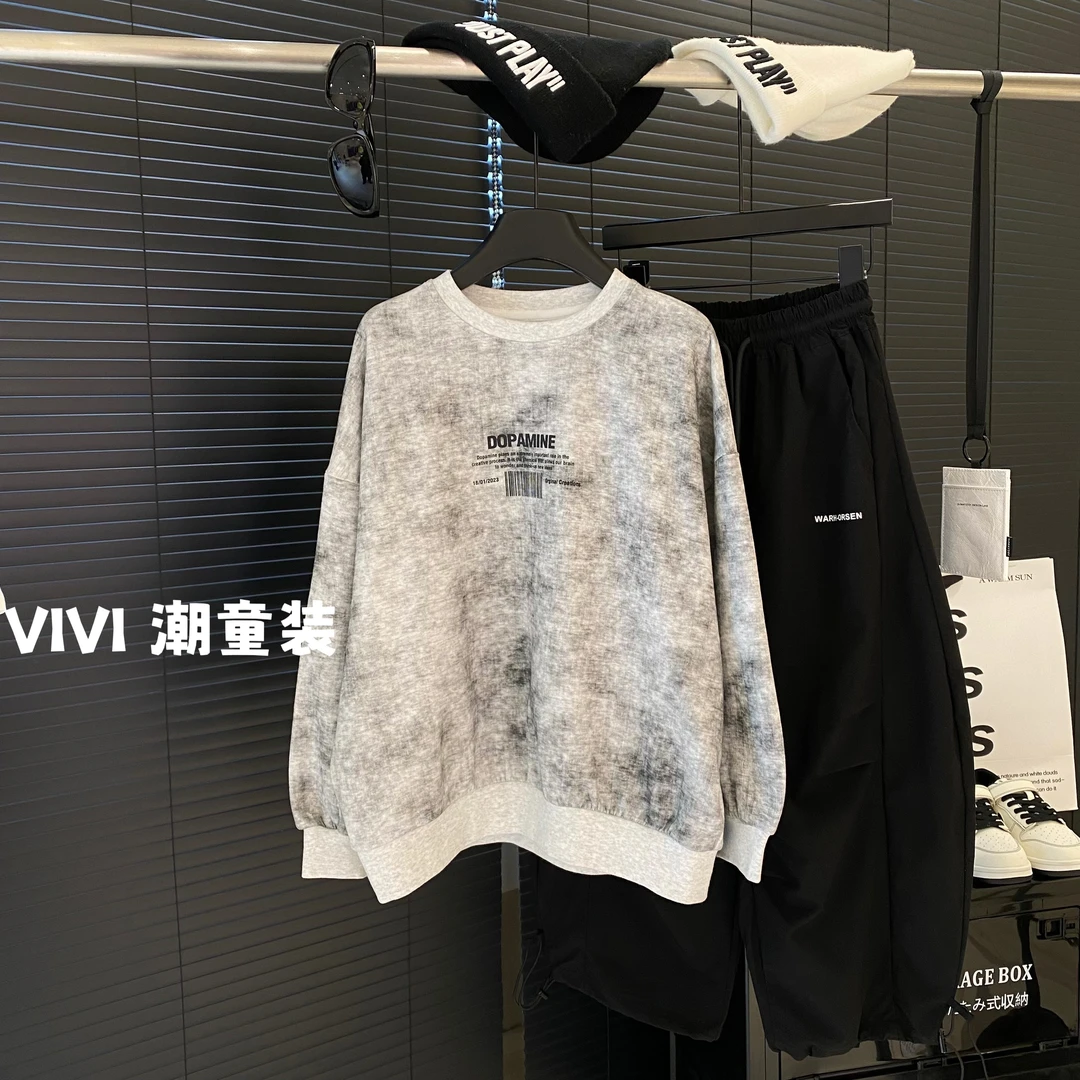 VIVIinsol童装加绒秋冬潮流中大童上衣洋气闪闪发亮潮酷圆领卫衣