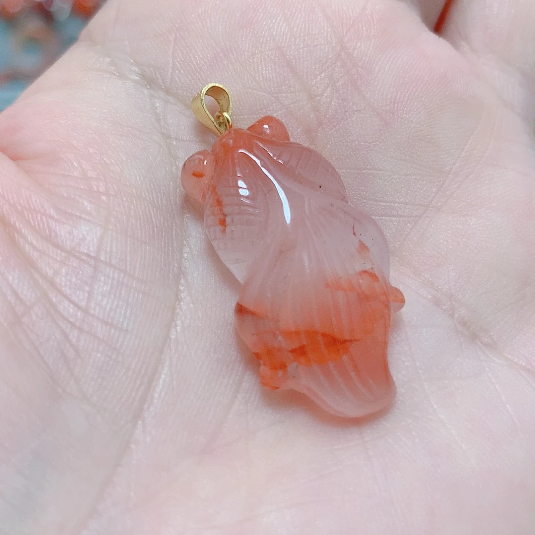 南红玛瑙银S925镶嵌吊坠(不含链)