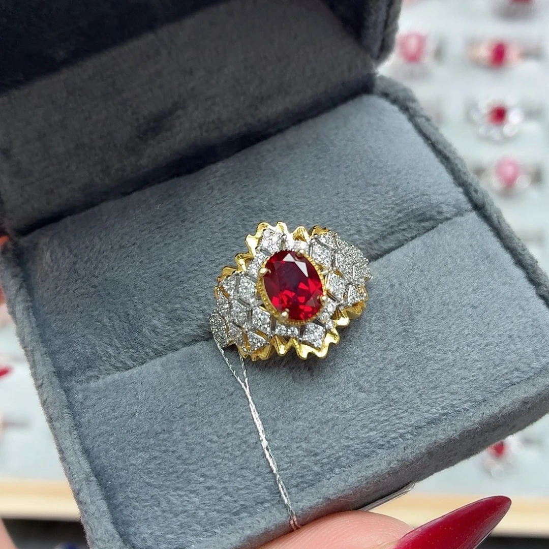 925银培育鸽血红色宝石