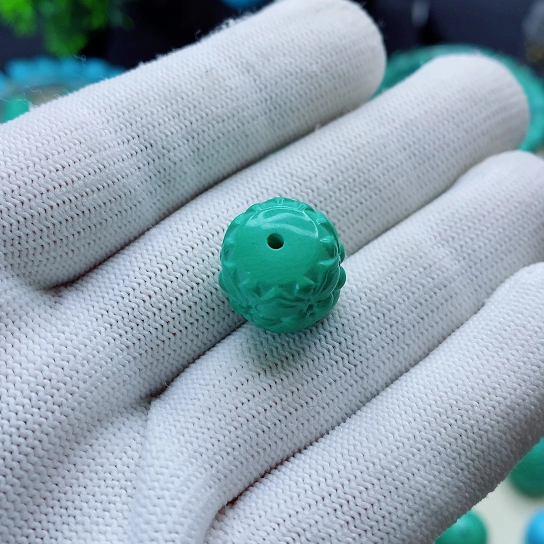 卡14mm莲花墩子一颗高瓷绿