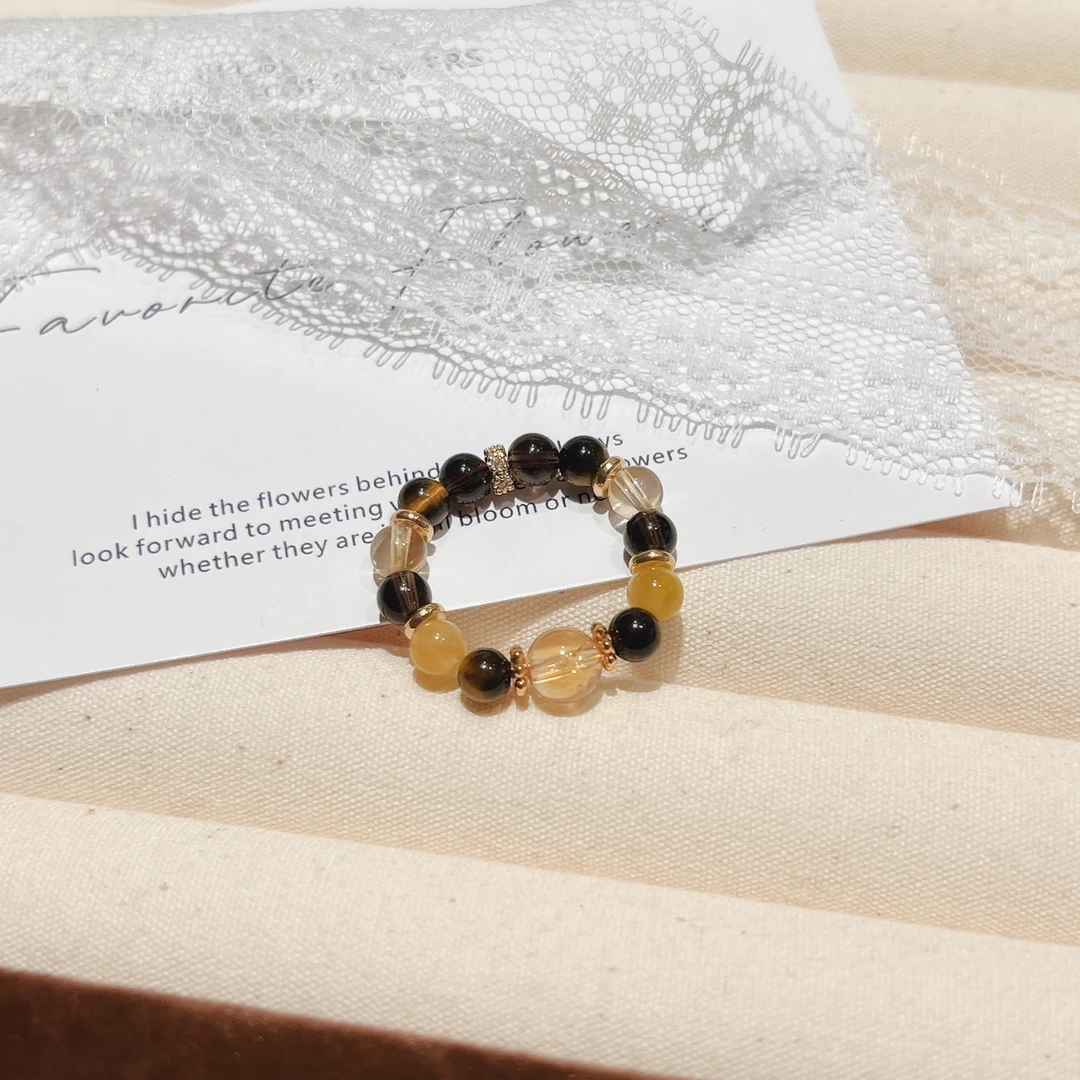 X280天然水晶戒指金霸综合男女款虎眼石黄塔晶多样性发一