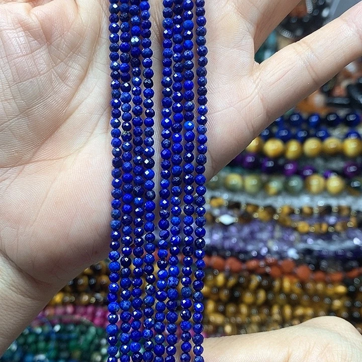 未镶嵌玛瑙/玉髓珠宝半成品A级天然青金切面卡3mm