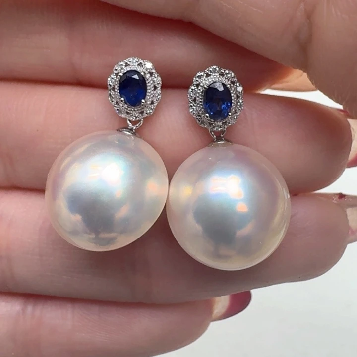 拼合珍珠（马贝珠）耳饰18K金镶嵌