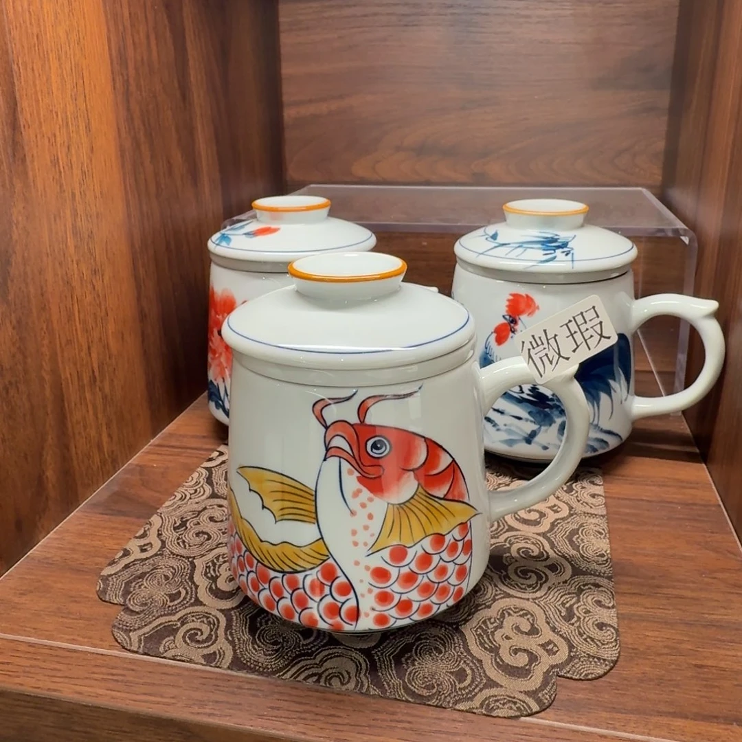 釉下手绘茶具微瑕