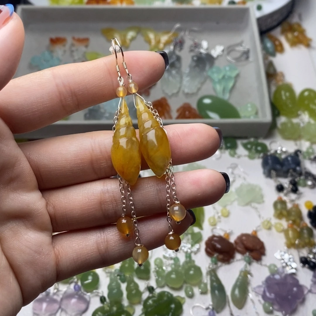 蛇纹石玉合金耳饰/颈饰