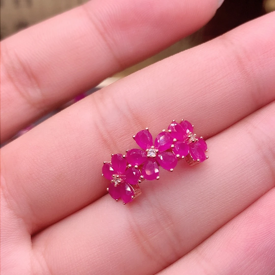 红宝石戒指银S925镶嵌