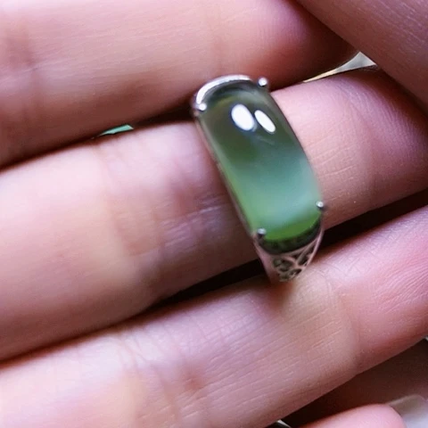 和田玉银S925镶嵌戒指