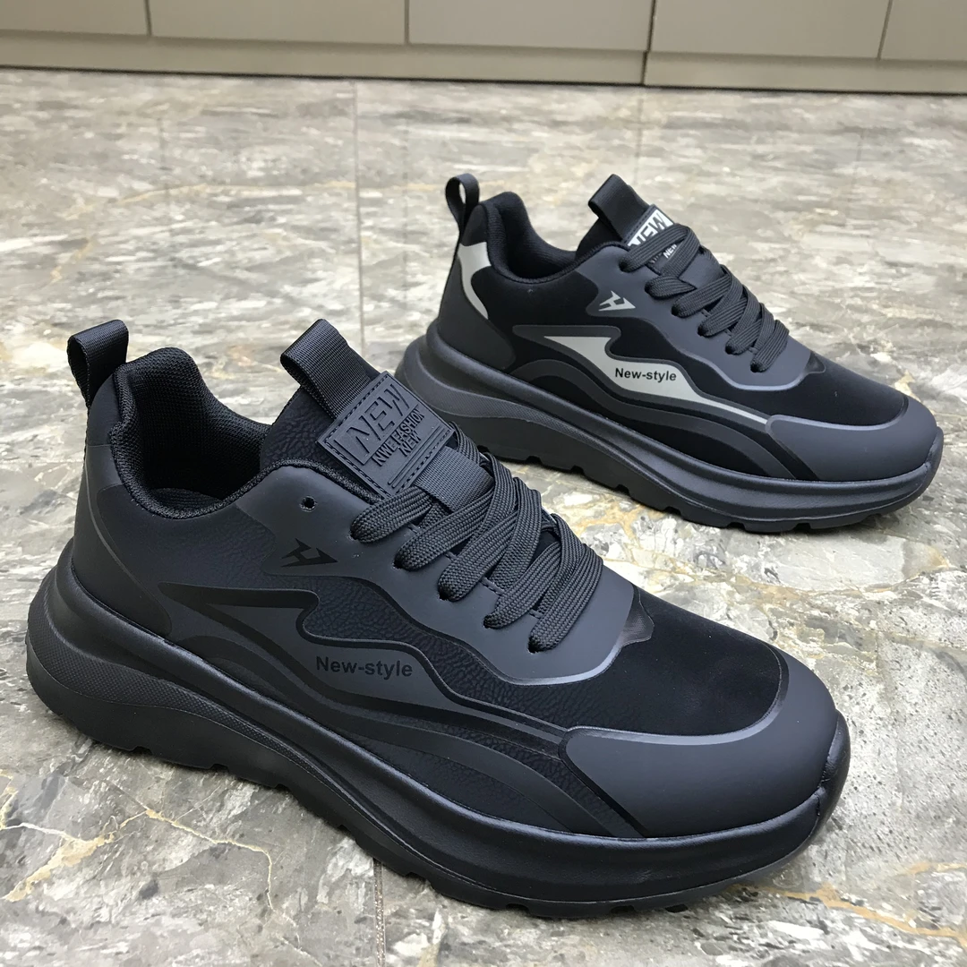 男鞋秋冬新款黑色保暖防滑软底时尚休闲潮流跑步运动鞋【有单有棉】