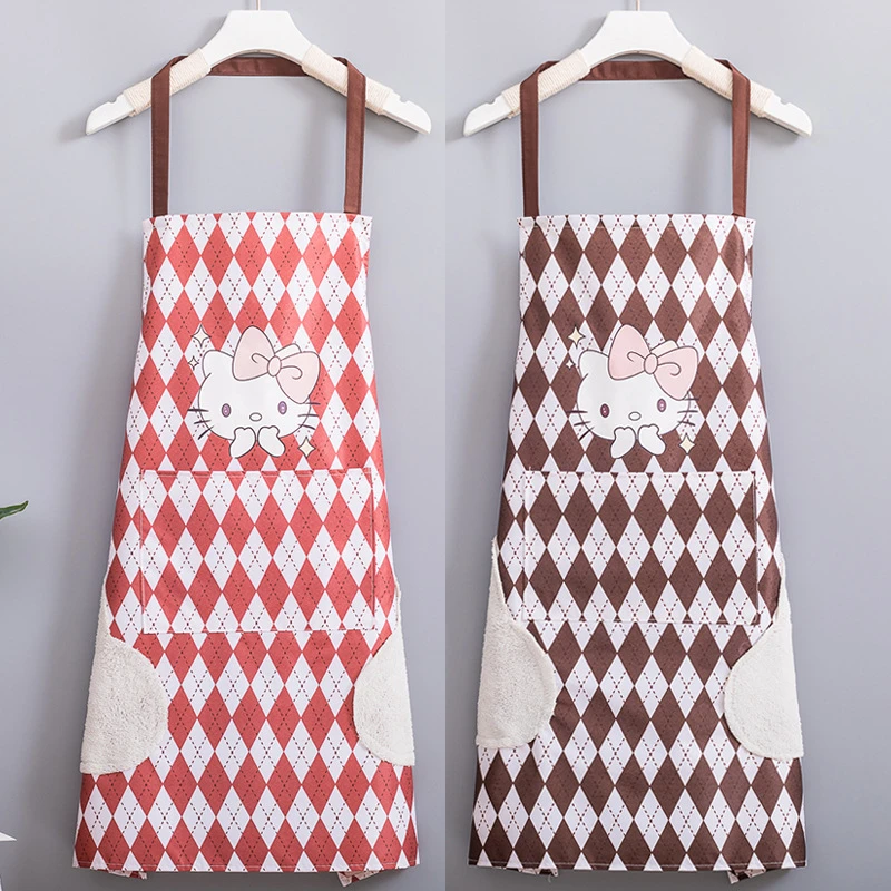 围裙防水防油家用厨房工作服时尚菱格卡通KT罩衣厂家围腰货源