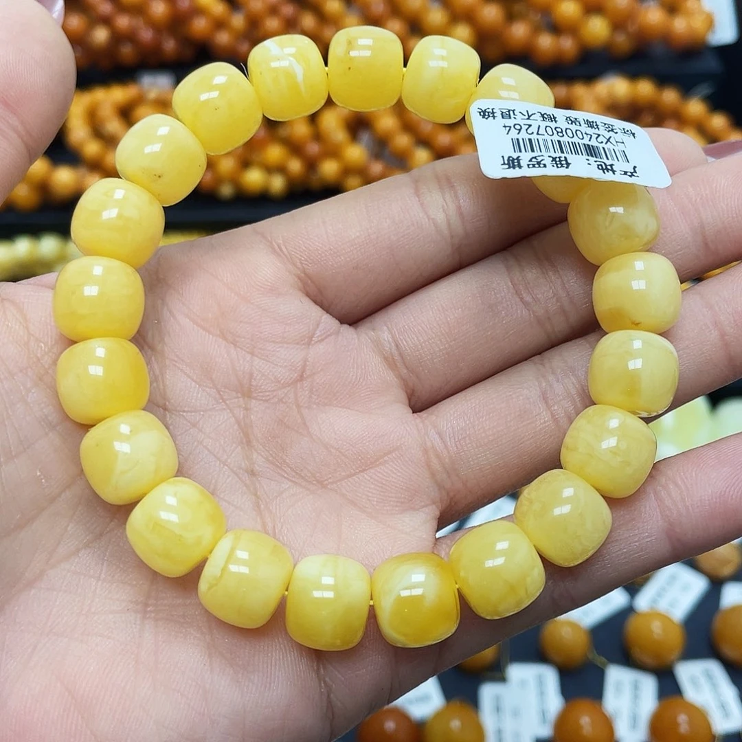 蜜蜡珠宝奇石未镶嵌11+mm老型手串瑕疵