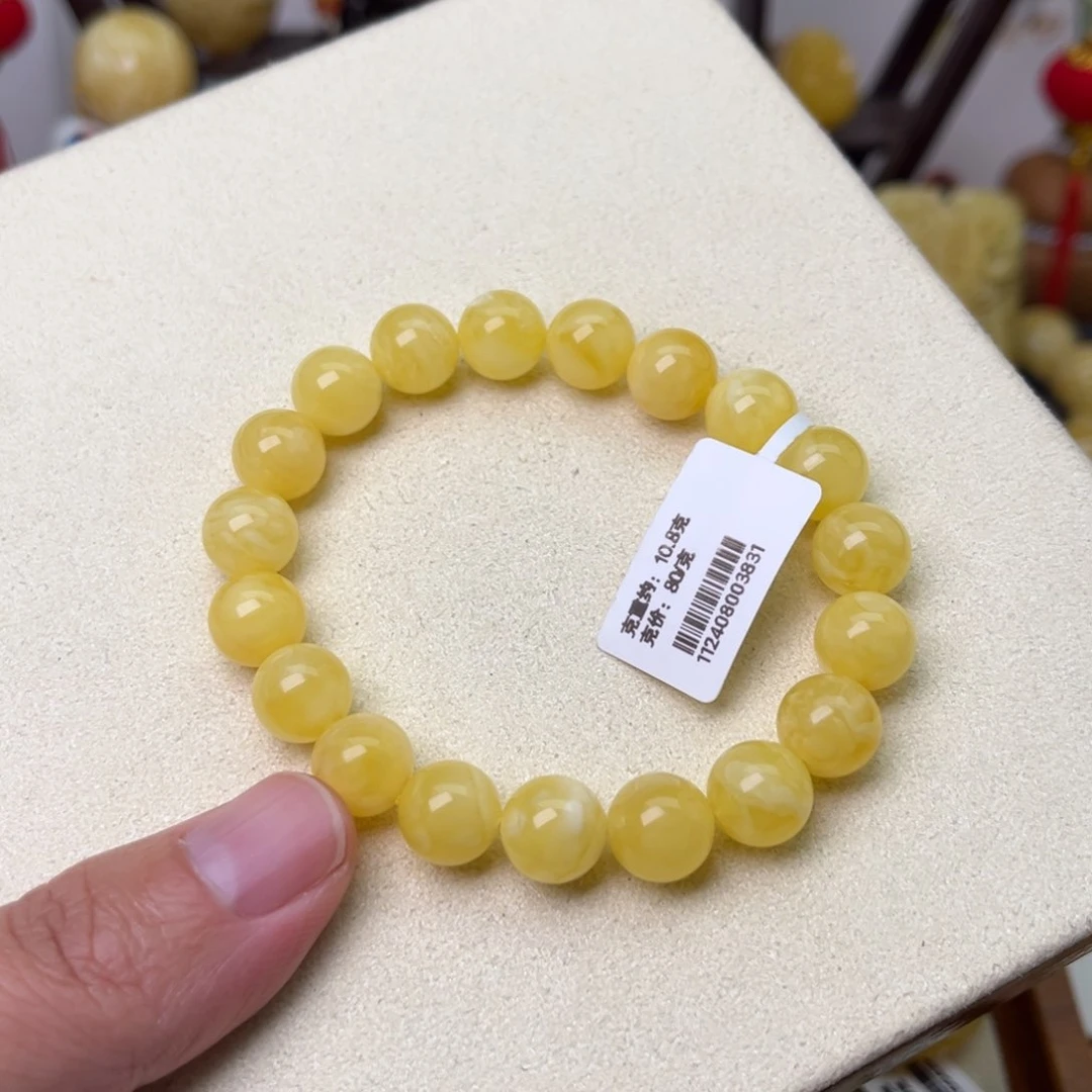 手链蜜蜡未镶嵌钰*10圆珠白花蜡