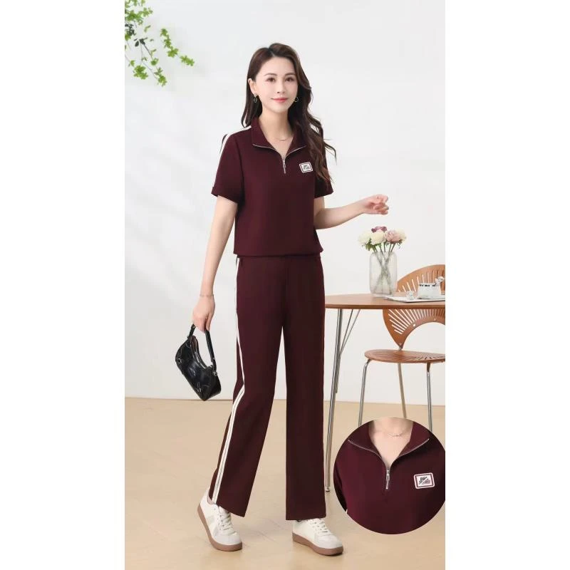 （编号323）短袖休闲运动套装女夏季减龄穿搭宽松透气两件套1216