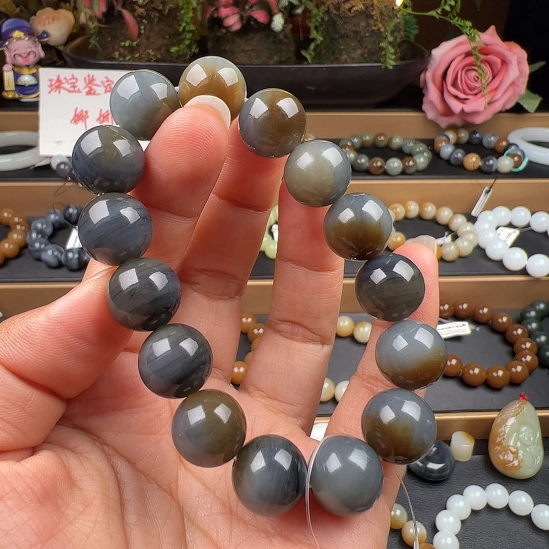 和田玉未镶嵌手链卡14楼兰三色