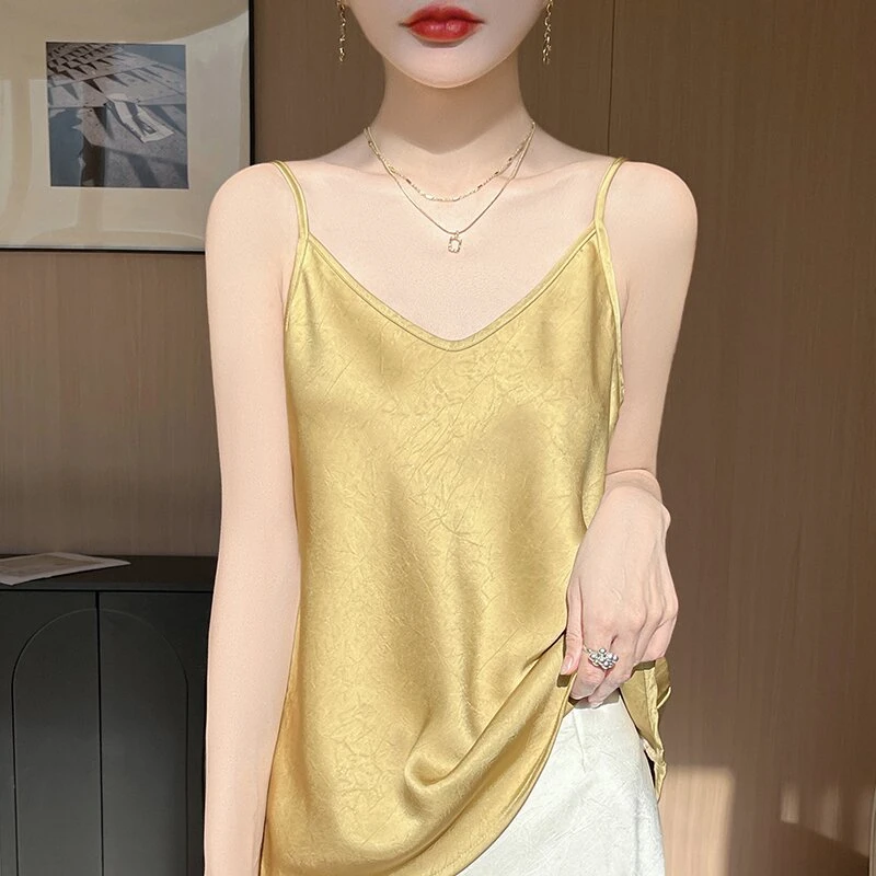 春夏显瘦吊带夏季内搭小众新中式宽松型v领设计感常规款背心打底