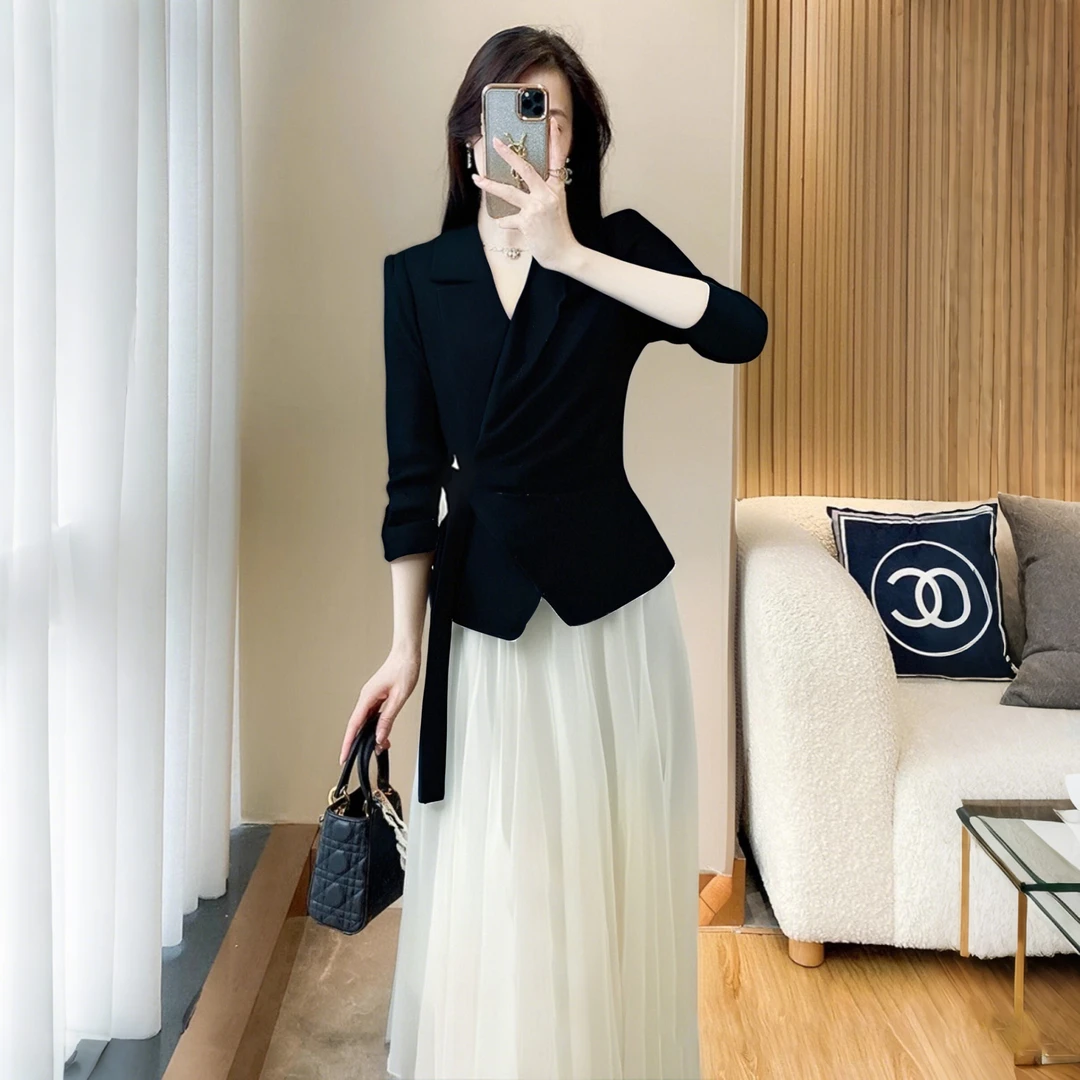 A高腰气质套装甜美显瘦套装轻熟上衣百搭时尚套装女装休闲风D0481