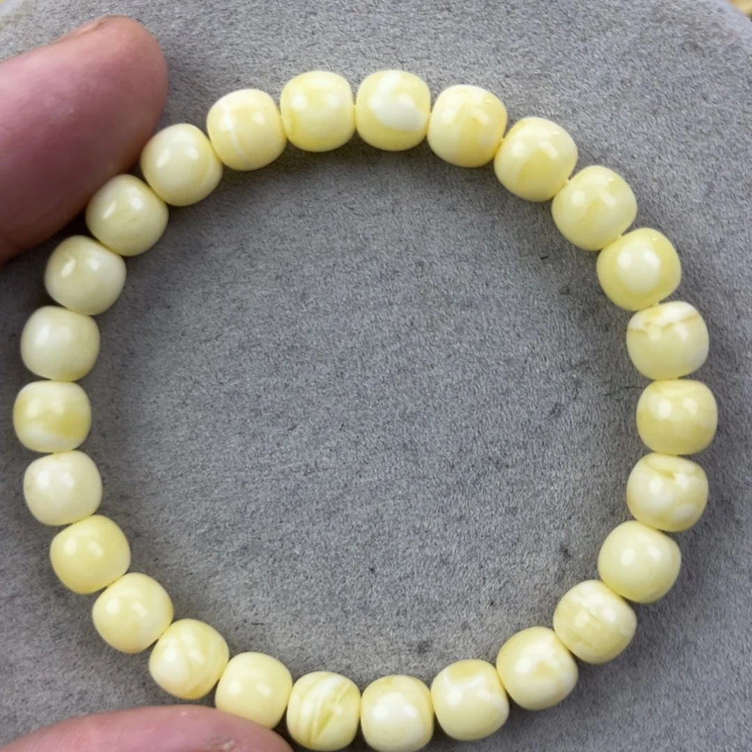 蜜蜡未镶嵌手串纯天然俄料白蜡8*7.5腕口17+