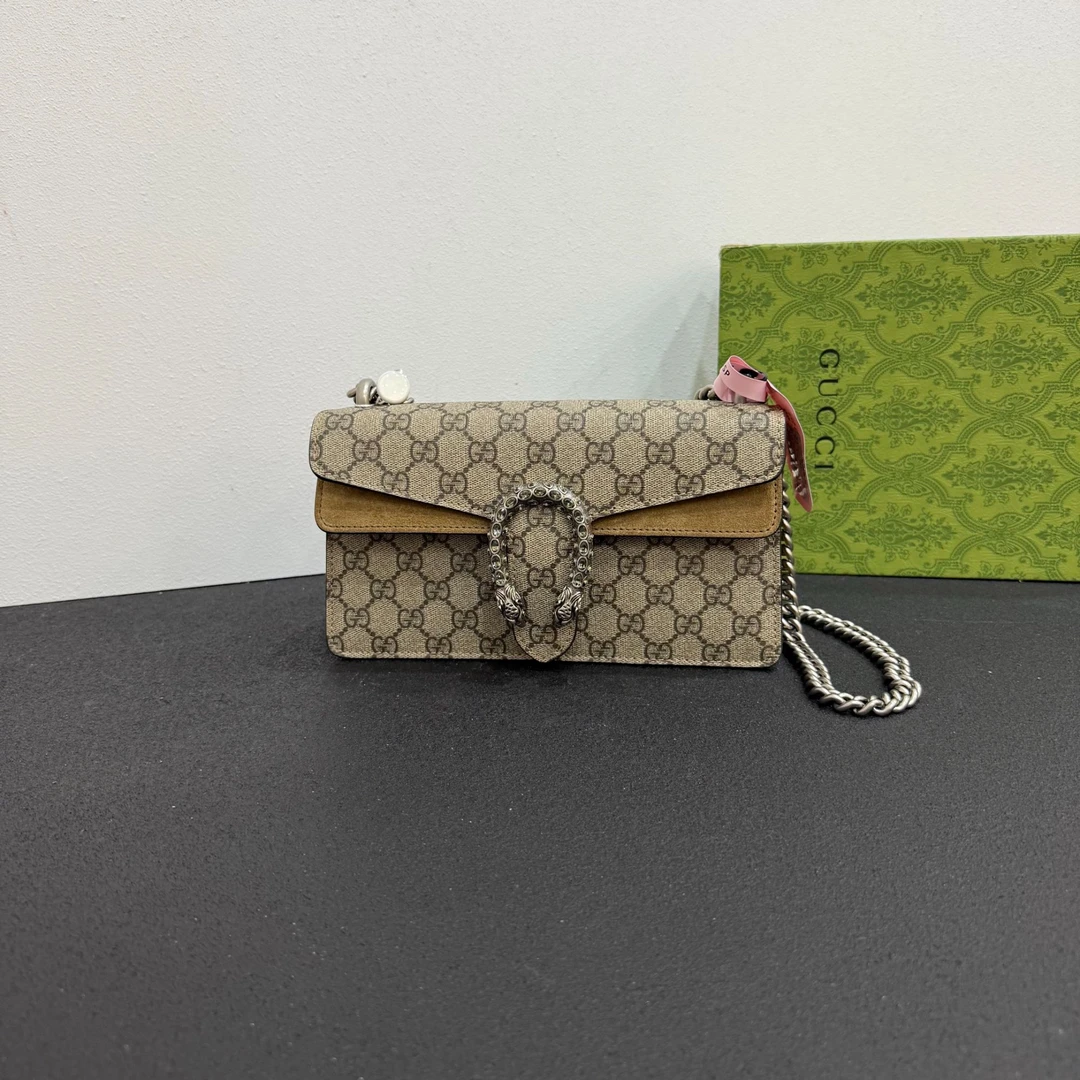 未使用 GUCCI/古驰 壹所奢品/GUCCI 酒神中号 钻扣 驼色 闲置