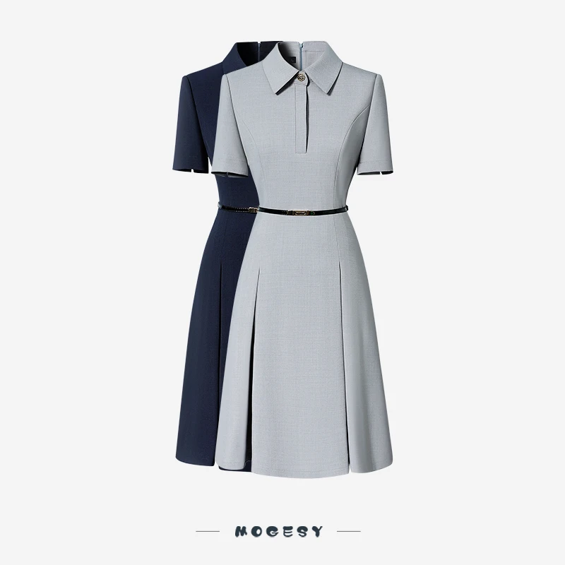 职业连衣裙女夏季气质洋气时尚收腰高级感通勤上班幼师老师工作服