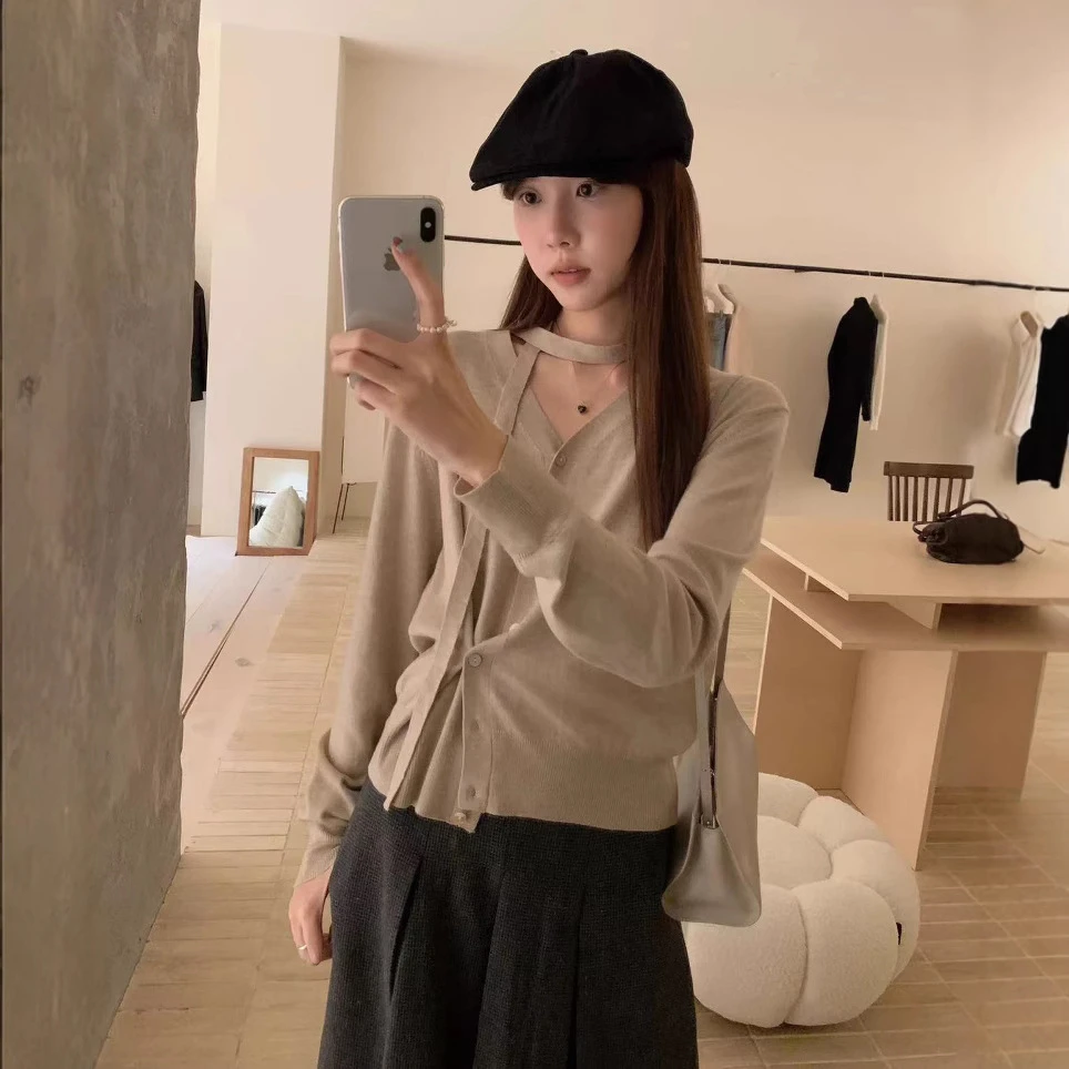 ZZS5038 十三行IMISS家软糯v领显瘦休闲针织衫女含飘带 49