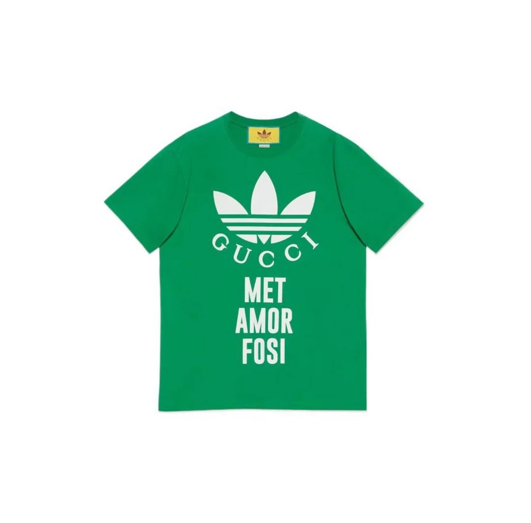 未使用 GUCCI/古驰 adidas 联名 绿色三叶草Tee   短袖