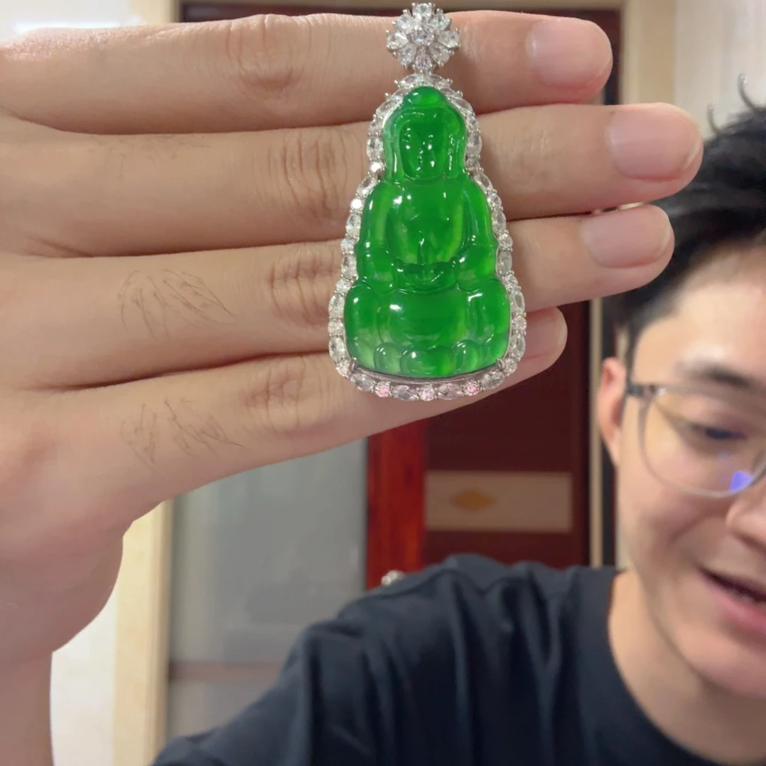 翡翠银S925镶嵌颈饰吊坠