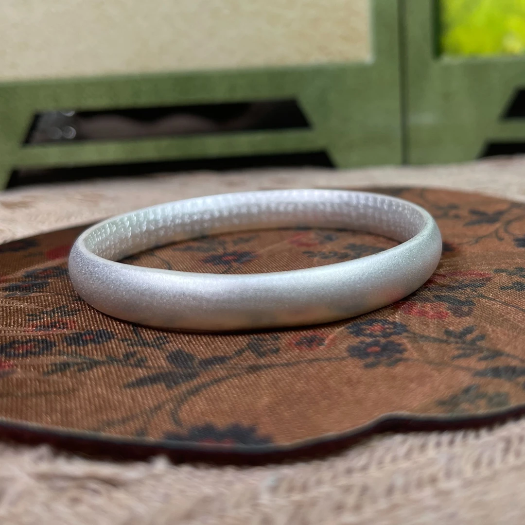 足银手镯 磨砂心经闭口