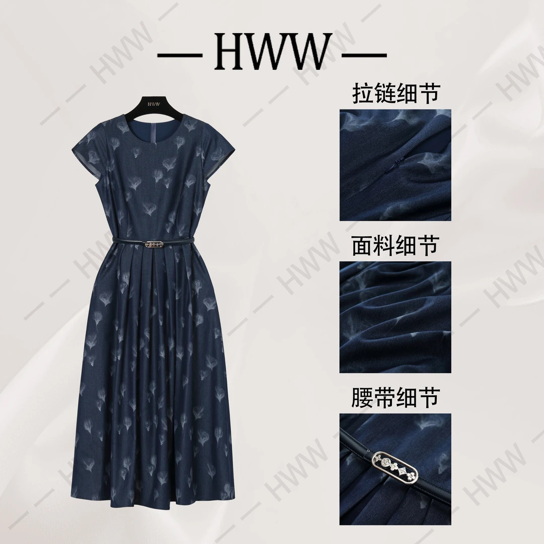 【赫尔温】设计款牛仔蓝时尚收腰显瘦连衣裙DHZFF52029